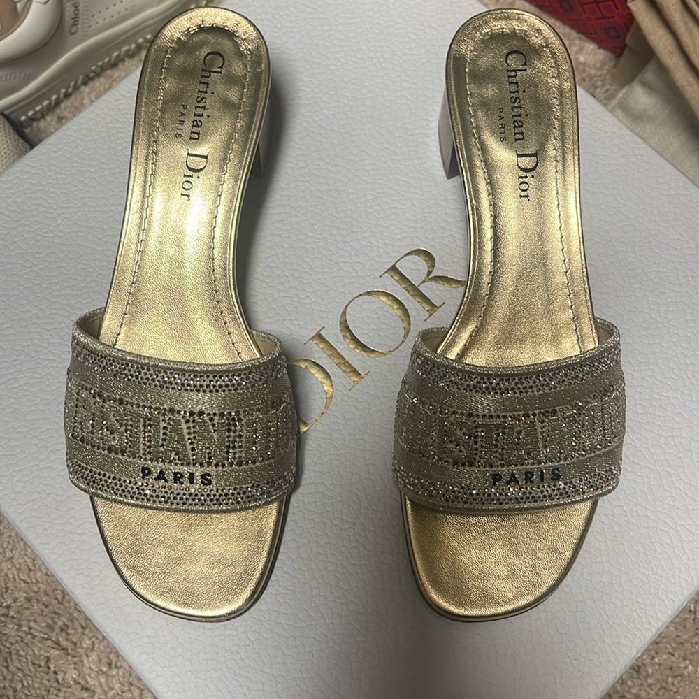 Dior Dway heeled Gold Women's Sandals